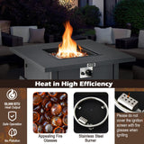 Tangkula 32 Inch Patio Propane Gas Fire Table, 50,000 BTU Square Fire Pit Table