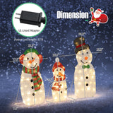 Tangkula 3-Piece Christmas Lighted Snowman Family Decoration