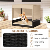 Tangkula Elevated Wicker Dog House