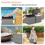 Tangkula 2 Pieces Patio Ottoman with Hidden Storage Space