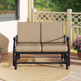 Tangkula 2-Person Swing Gliding Loveseat with Breathable Fabric Seat & Soft Cushions