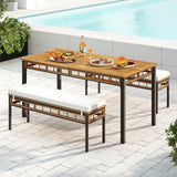 Tangkula 3 Pieces Wood Patio Dining Set