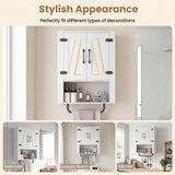 Tangkula Bathroom Wall Cabinet with 2 Barn Doors & Metal Towel Bar