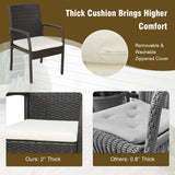 Tangkula 9 Pieces Patio Rattan Dining Set with Acacia Wood Table