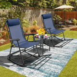 Outdoor Folding Rocking Chair, No Assembly Required, Foldable Rocker Recliner with Headrest