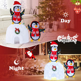 Tangkula Lighted Christmas Penguins & Igloo Decorations
