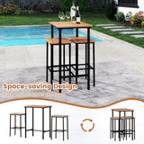 Tangkula 3 Pieces Acacia Wood Patio Bar Set