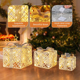Tangkukla 3 Pack Christmas Lighted Gift Box, Pre-Lit Festive Boxes w/ 50 LED Lights