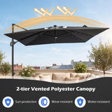 Tangkula 10 FT Solar Patio Umbrella with Base Included and 32 LED Lights & Center Light