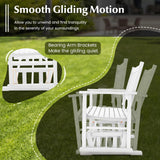 Tangkula 2 Person Outdoor Glider Chair, Poplar Wood Patio Swing Glider Loveseat Chair with Armrests