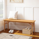 Tangkula Outdoor Acacia Wood 48” Patio Dining Bench with Slatted Seat