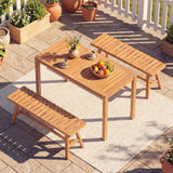 Tangkula Outdoor Acacia Wood Dining Table for 4-6
