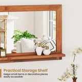 Tangkula Farmhouse Wall Mirror with Shelf