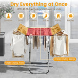 Tangkula Folding Aluminum Clothes Drying Rack with 2 Side Wings