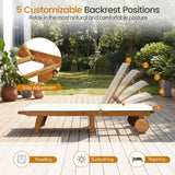 Tangkula Folding Lounge Chairs Outdoor Set of 1/2 Patio Eucalyptus Wood Chaise Lounge