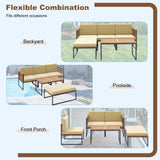 Tangkula 5 Piece Patio Furniture Set, Acacia Wood Sectional Set with Heavy-Duty Metal Frame, Comfy Seat & Back Cushions