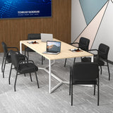 Tangkula Waiting Room Guest Chairs, Upholstered PU Leather Conference Room Chairs with Integrated Armrests, Black