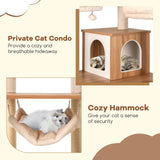 Tangkula 68 Inch Modern Wood Cat Tower with Sisal Scratching Posts