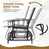 Tangkula 2-Seater Outdoor Glider Bench with 2-Tier Center Table