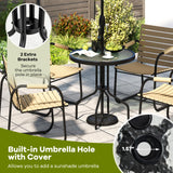 Tangkula 27.5 Inches Patio Round Glass Dining Table with 1.57" Umbrella Hole
