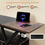 Tangkula TV Stand with Power Outlets & LED Lights for PS5