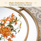 Tangkula 28" Gold Round Wall Mirror | Circle Decorative Modern with Beaded Frame for Living Room