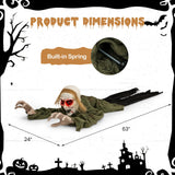 Tangkula Halloween Animated Zombie Groundbreaker, Voice Activated Climbing Zombie with Light up Eyes & Creepy Sound