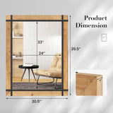 Tangkula Decorative Hanging Wall Mirror, 30" x 40" Wall Mounted Mirror with Fir Wood Frame