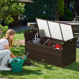 Tangkula Outdoor Bench with Hand Woven PE Rattan Wicker