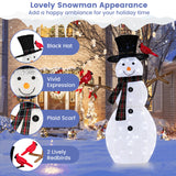 4.2 FT Lighted Christmas Snowman with Redbirds - Tangkula