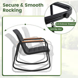 Tangkula 3 Piece Outdoor Rocking Bistro Set Metal Frame & Soft Cushions