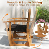 Tangkula Outdoor Rocking Armchair with Curved Armrests for Porch