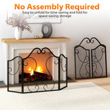 Tangkula 3 Panel Fireplace Screen with Decorative Scroll