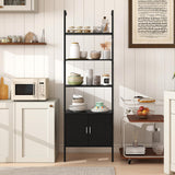 Tangkula 72.5” Tall Bookshelf 5 Tier Wall Mount Ladder Bookcase with Cabinet