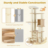 Tangkula Multi Layer Wood Cat Tower with Scratching Posts