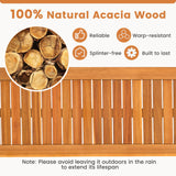 Tangkula 3 Piece Acacia Wood Patio Dining Table Set