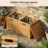 Tangkula Acacia Wood Outdoor Coffee Table with Stools Set of 2