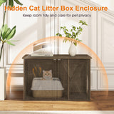 Tangkula Hidden Cat Litter Box Enclosure Furniture with Divider