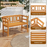 Tangkula Acacia Wood Outdoor Bench with Backrest