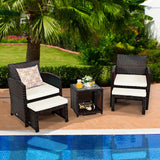 Tangkula 5 Pieces Patio Rattan Furniture Set, Outdoor Conversation Set