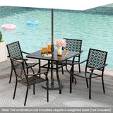 Tangkula 37” Outdoor Dining Table for 4 with 1.57” Umbrella Hole and Metal Frame