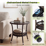 Tangkula Outdoor Rattan Side Table with Metal Frame (1/2)
