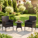 Tangkula 3 Piece Patio Furniture Set | Hand-Woven PE Wicker Conversation Set