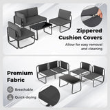 Tangkula 4 Pieces Patio Furniture Set with Cushions and Tempered Glass Coffee Table