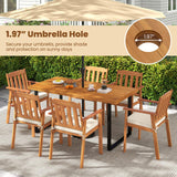 Tangkula 63" Acacia Wood Dining Table for 6 People