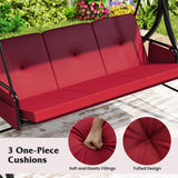 Tangkula 3 Person Porch Swing 2-in-1 Convertible Outdoor Swing with Adjustable Canopy