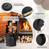 Tangkula Ash Bucket with Lid | 2 Gallon Metal Fireplace Bucket with Handle