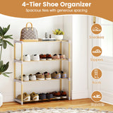 Tangkula 4-Tier Solid Wood Shoe Rack