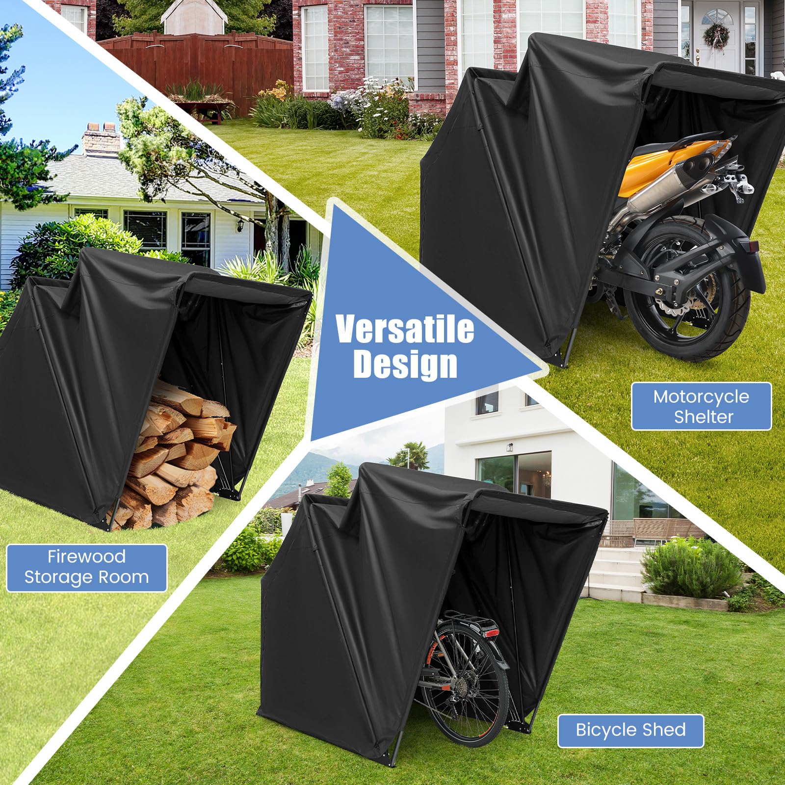 tent with motorcycle garage Tangkula Motorcycle Shed, Waterproof Motorcycle Garage with 600D Oxfor – tangkula