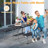 Tangkula 6 Ft Folding Picnic Table, Outdoor Picnic Table with 2 Built-in Benches, Umbrella Hole